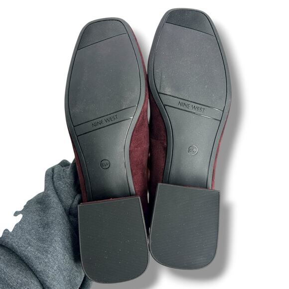 NEW Nine West Dark Red Suede Low Heels Size 8.5 Suedette Maroon Slip On Pumps - Picture 5 of 12